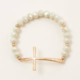 Cross Charm Glass Beaded Bracelet