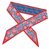 Ole Miss Rebels skinny satin scarf in red and navy