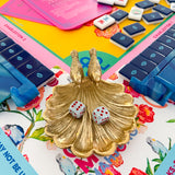 Gilded Songbird Scallop Dice Catchall
