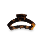 TELETIES tiny open hair clip in tortoise black and brown finish.