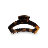 TELETIES tiny open hair clip in tortoise black and brown finish.