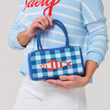 Coastal Check Beaded Mini Tote Bag