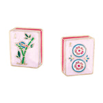 Mahjong Tile Stud Earrings in Light Pink
