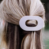 Silver Flames Medium Flat Round Hair Clip