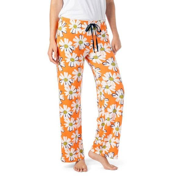 Lazy Daisy Drawstring Lounge Pants Orange Floral 