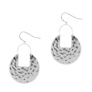 Silver Hammered Circle 1.5" Earring