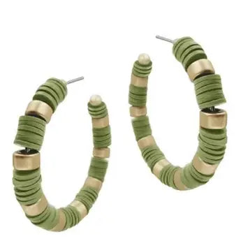 Olive Green Rubber and Gold 2" Earring