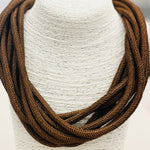 Rachel Rope Necklace in espresso brown, braided rope design, slip-on style, lightweight and versatile accessory