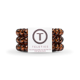 Set of three large spiral hair ties in black and brown tortoise design.
