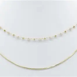 Gold Dainty Chain with Natural Crystals Layered Necklace