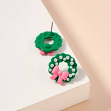 Christmas Wreath Enamel Stud Earrings