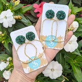 Taylor Shaye Glitter Top Round Hoops in Emerald