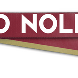 Reversible garnet and gold FSU purse strap with "Fear the Spear" and "Go Noles" text, adjustable with brass hardware.