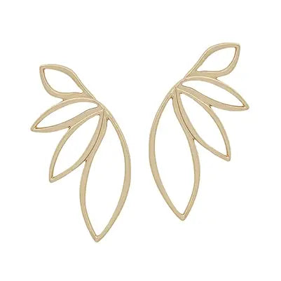 Matte Gold Metal Flower Shaped Post 2" Earring