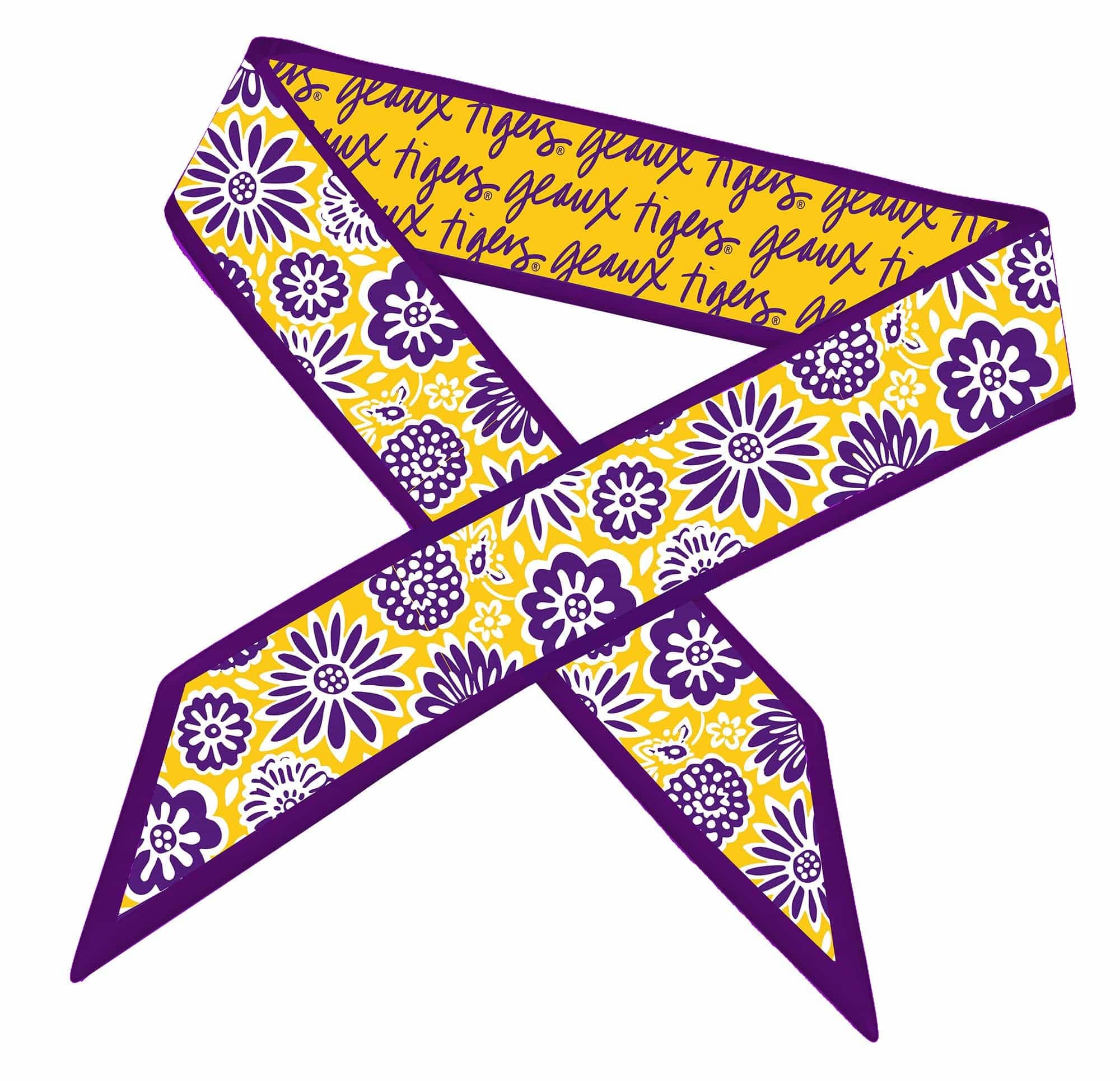 LSU Tigers skinny satin scarf in purple and gold