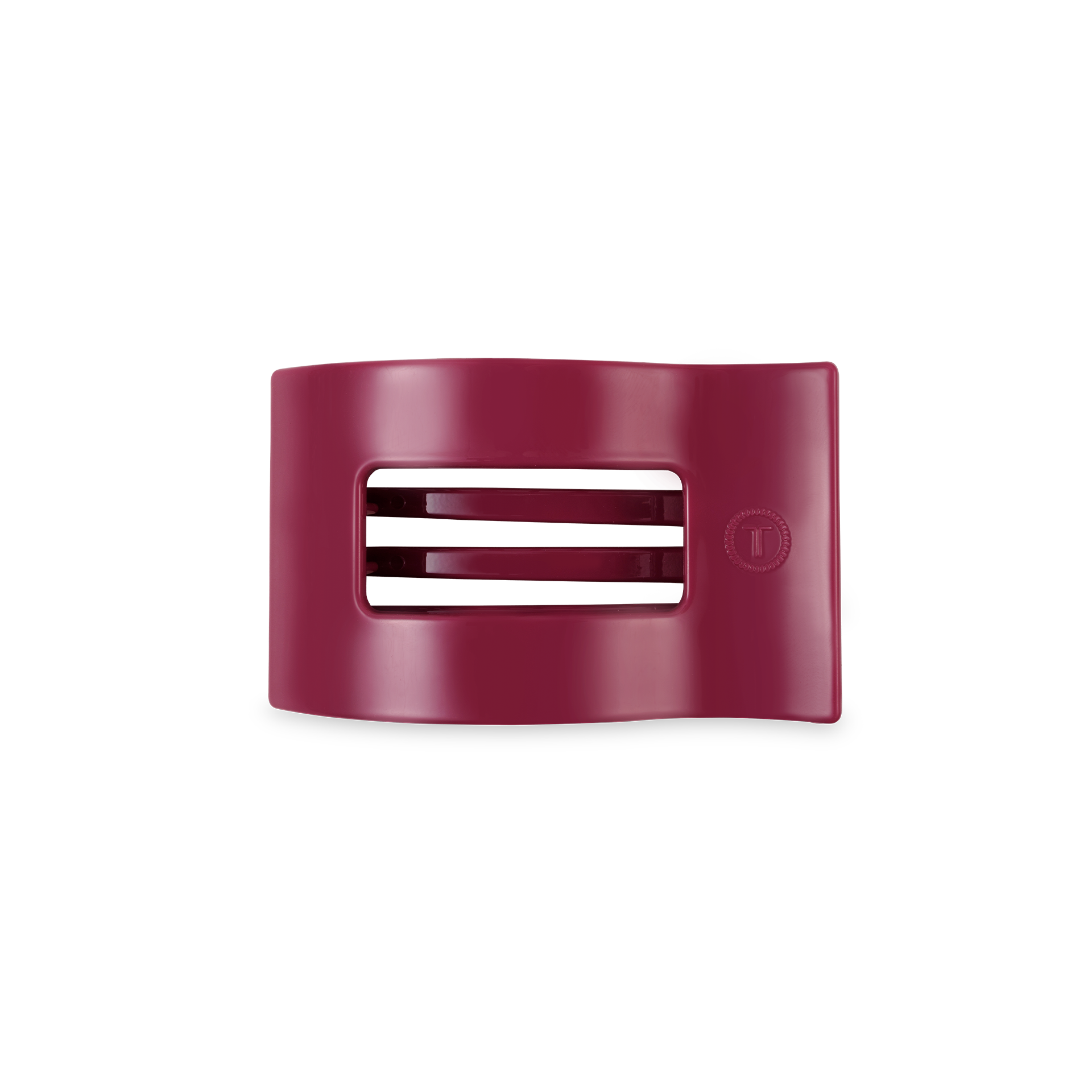 TELETIES small flat rectangle hair clip in Wild Side deep magenta design.