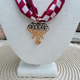 Alabama Crimson Tide Elephant Charm Scarf Necklace