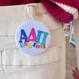 Alpha Delta Pi Rainbow Bubble Letters Button Pin