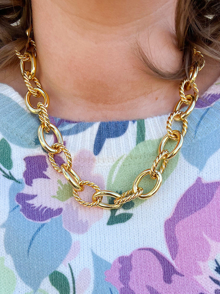 [Brenda Grands] Gold Link Statement Aspen Necklace - The Pink Pineapple 850