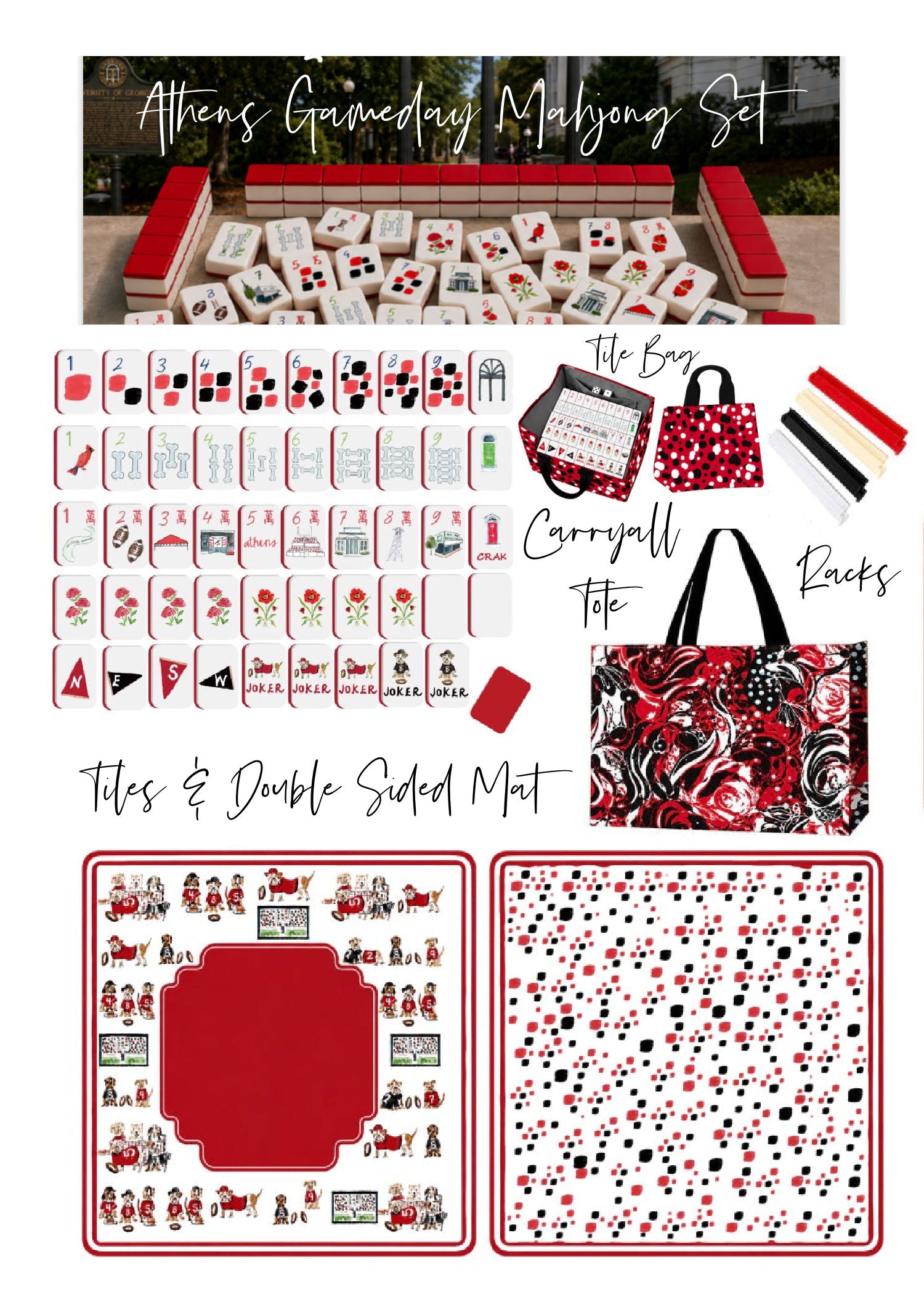 Limited Edition Athens Georgia Gameday Mahjong Set- PREORDER