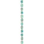 Bright gold-tone tennis bracelet featuring emerald-cut Aqua Aurora Borealis crystals from Sorrelli’s Octavia design.