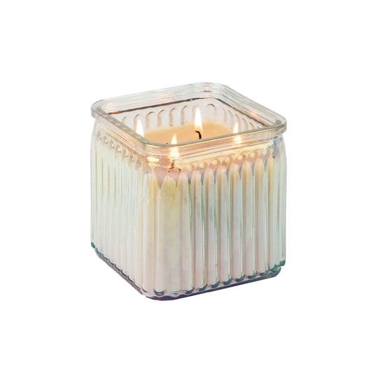 Sweet Grace Square Iridescent Clear Glass Candle