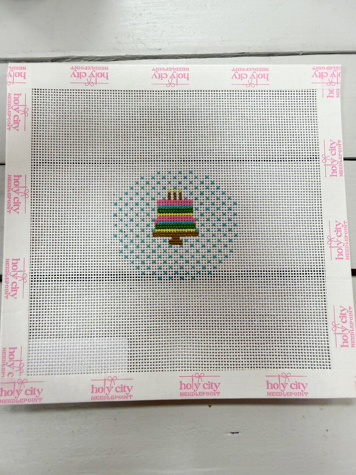 Birthday cake mini needlepoint canvas- The Pink Pineapple 850