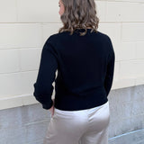 Black Poise Button-Cuff Knit Top