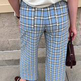Blue Check Tailored Pants