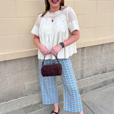 Blue Check Tailored Pants
