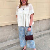 Blue Check Tailored Pants