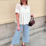 Blue Check Tailored Pants