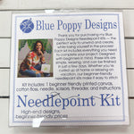 Blue floral chinoiserie vase beginner needlepoint kit
