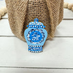 Hand painted blue and white needle minder