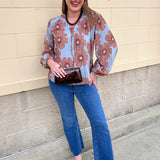 Bluebird Petal Button-Up Blouse