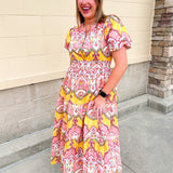 Blush Garden Floral Midi Dress
