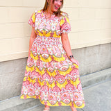 Blush Garden Floral Midi Dress