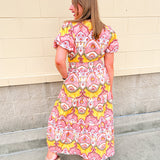 Blush Garden Floral Midi Dress