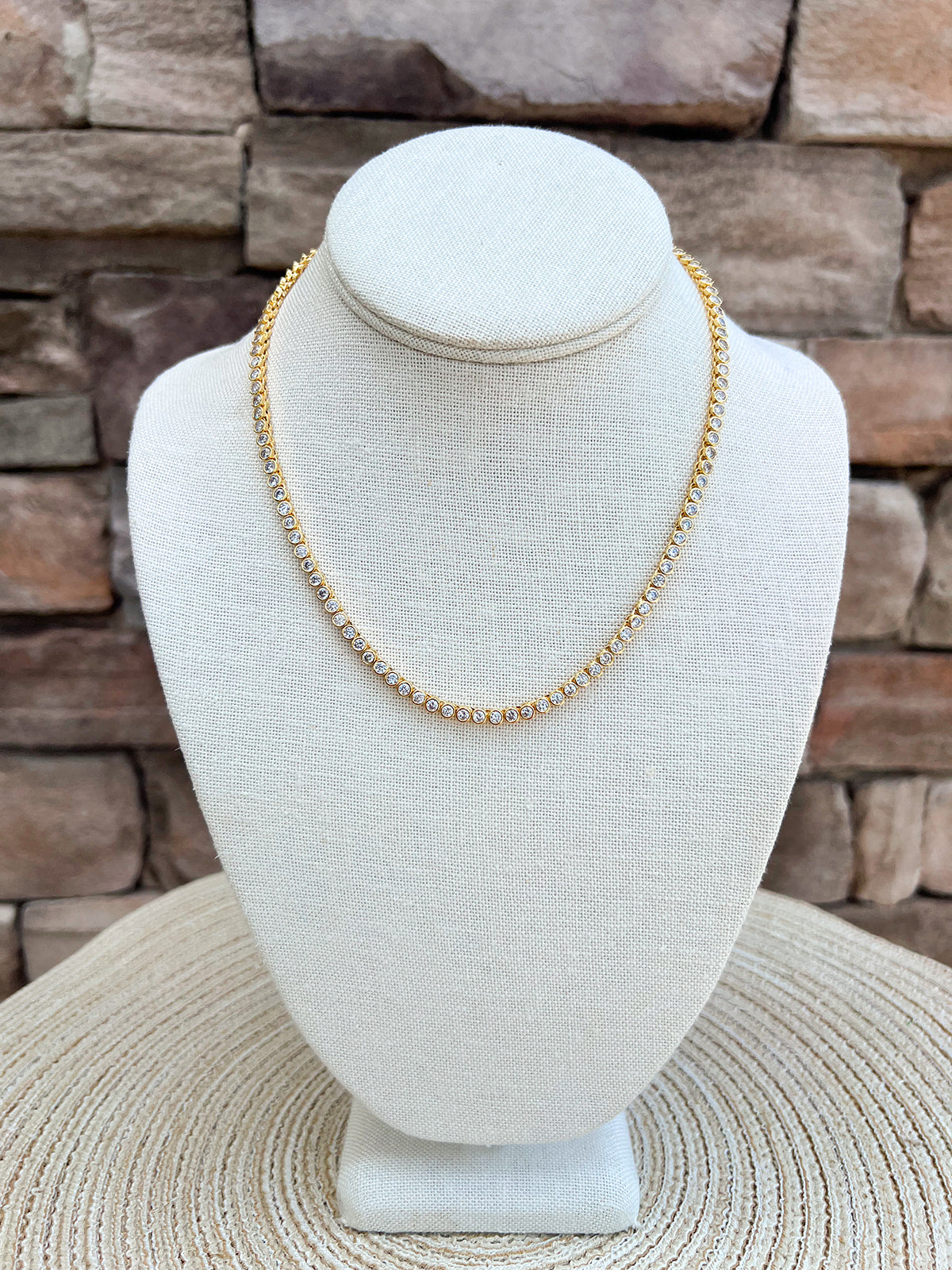 [Brenda Grands] 18K Gold Diamond Tennis Necklace - The Pink Pineapple 850