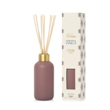 Matte mauve glass reed diffuser with refined gold collar