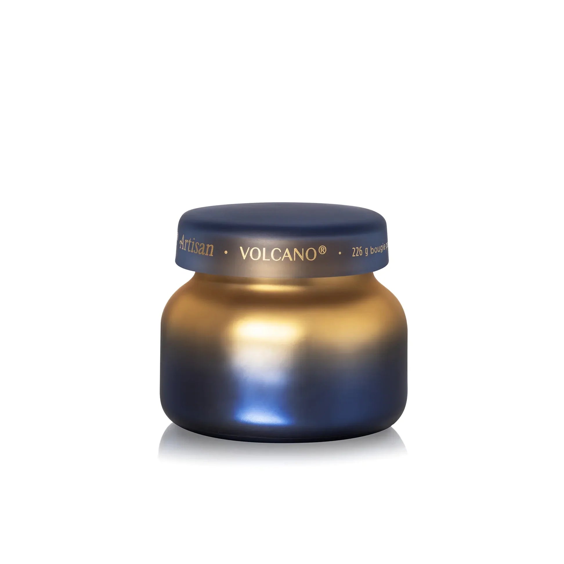 Volcano Tuscan Radiance Petite Candle in blue ember and gold gradient vessel