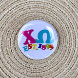 Chi Omega Rainbow Bubble Letters Button Pin- The Pink Pineapple 850