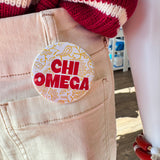 Chi Omega Yellow Floral Button Pin
