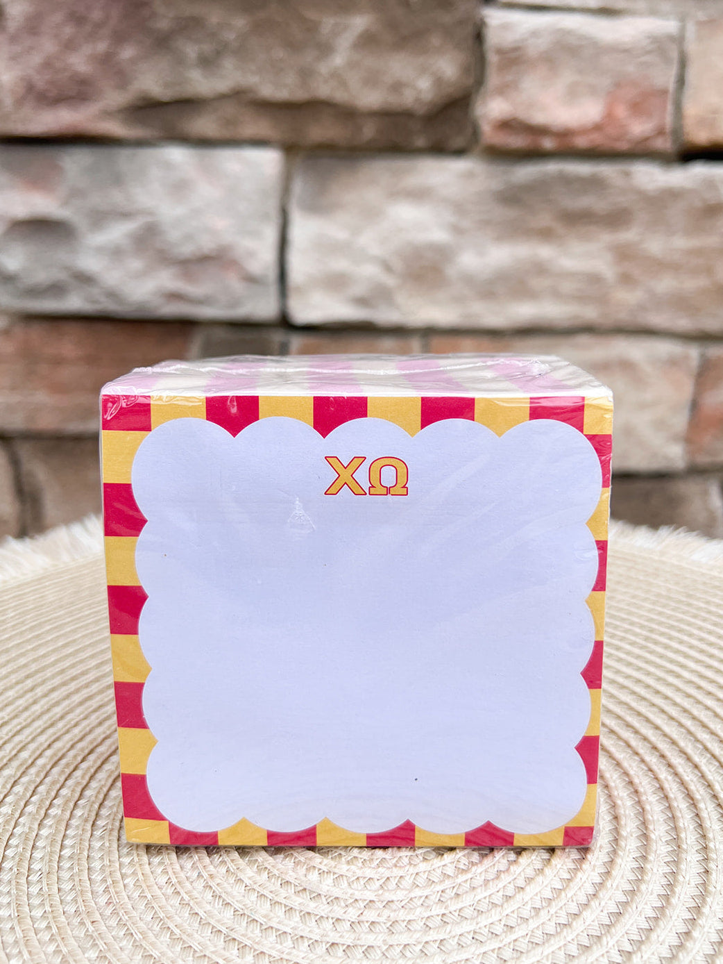 Chi Omega Sorority Scalloped Notepad Cube- The Pink Pineapple 850
