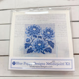 Chrysanthemum botanical chinoiserie needlepoint kit with canvas and supplies