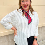 White striped oversized button down shirt