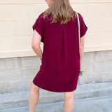 Classic Charm Shirt Dress in Garnet