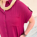 Classic Charm Shirt Dress in Garnet