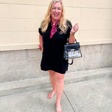Coastal Breeze Linen Mini Dress in Black