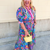 Color Carnival Ruffle Trim Midi Dress